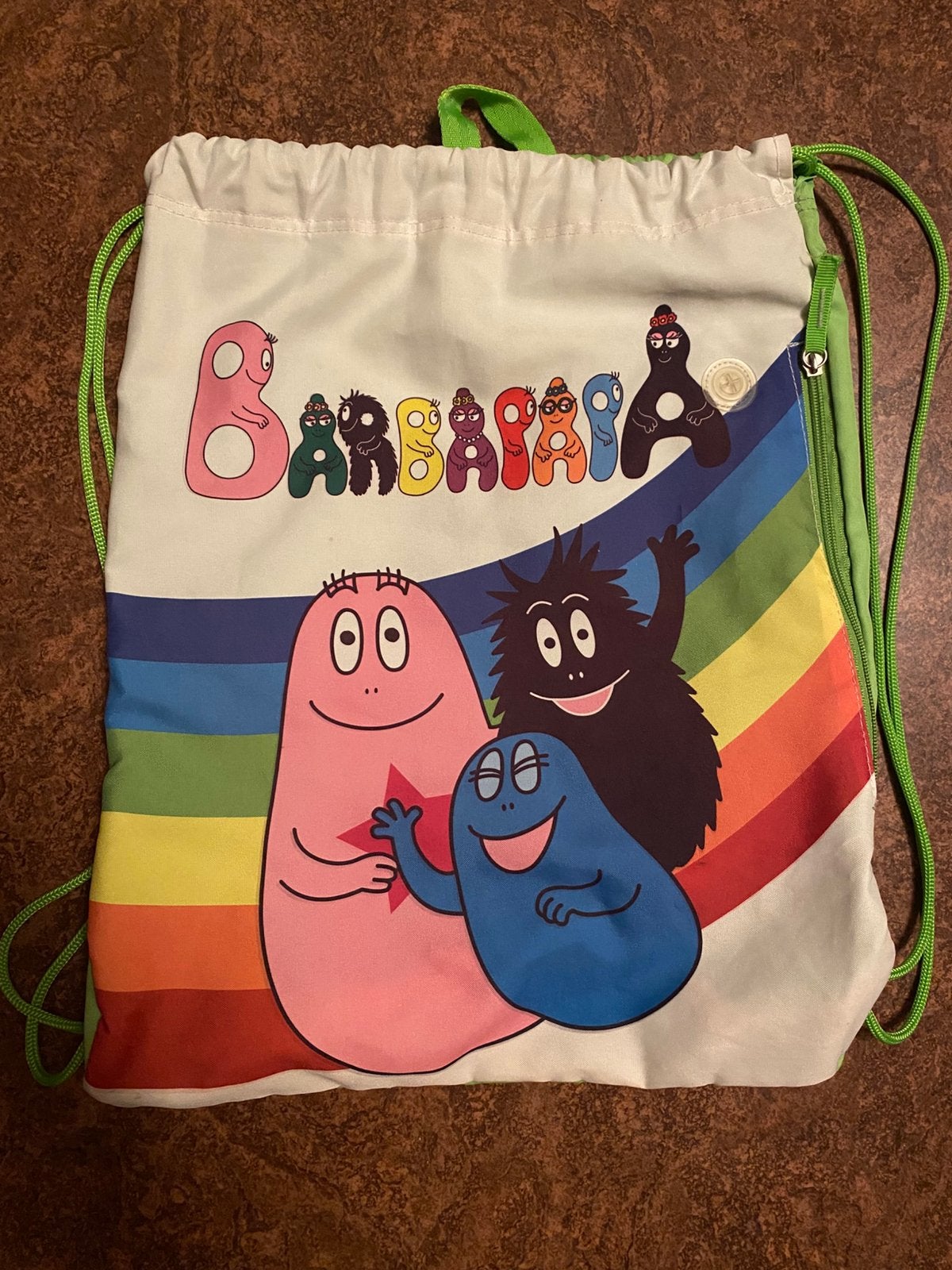 KLEURIGE BARBAPAPA (PRIDE) RUGTAS., Ophalen of Verzenden, Gebruikt, Overige merken
