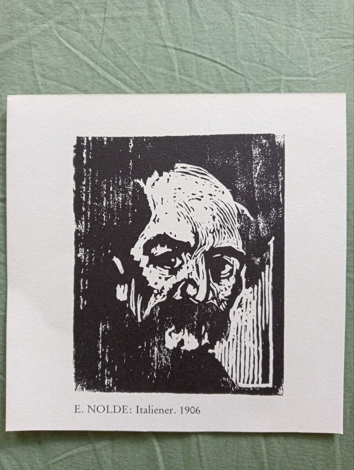 Emile Nolde Houtsnede litho portret Italiaan, Ophalen of Verzenden