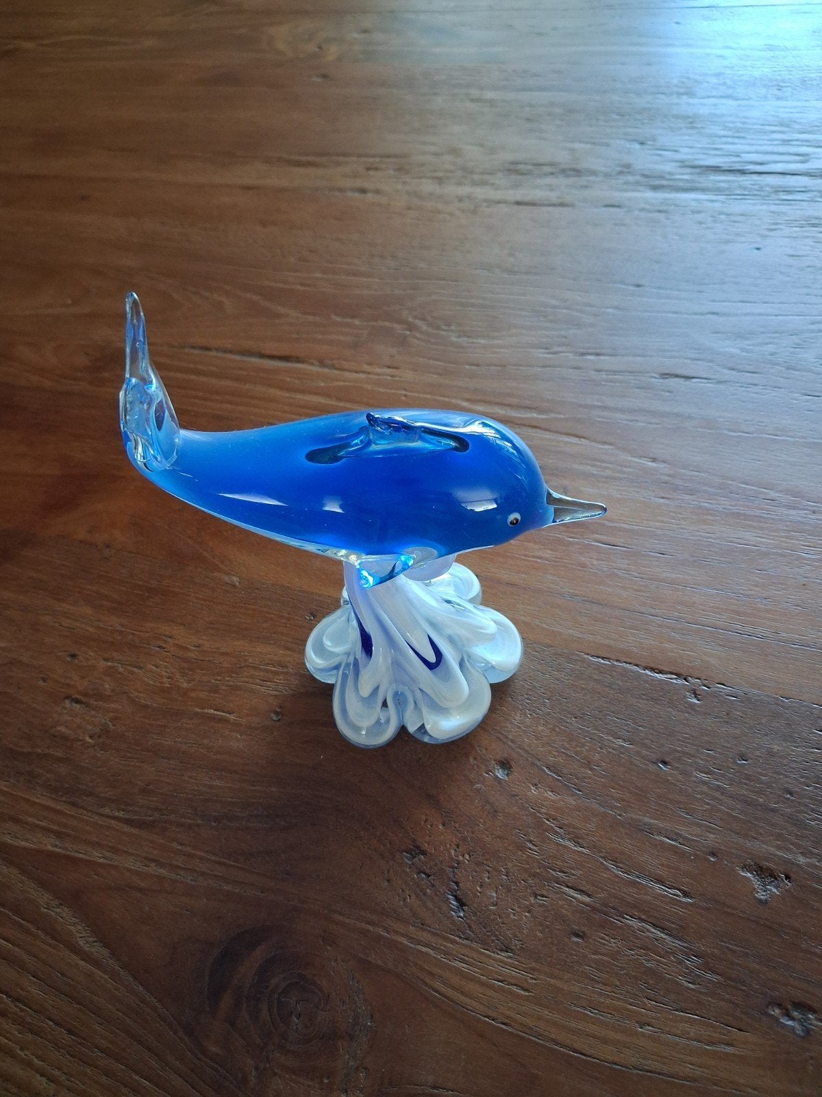 Glazen dolfijn blauw - decoratief beeldje, Ophalen, Blauw, Zo goed als nieuw, Modern