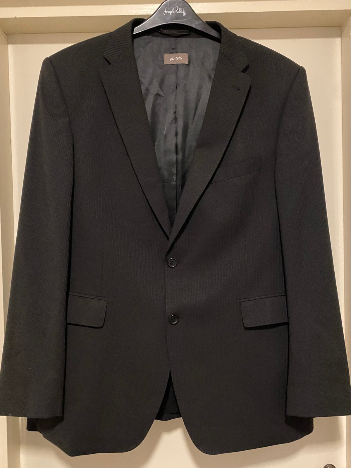 VAN GILS KRIJTSTREEP COLBERT/ BLAZER WOL 56, Ophalen of Verzenden, Zo goed als nieuw, Zwart