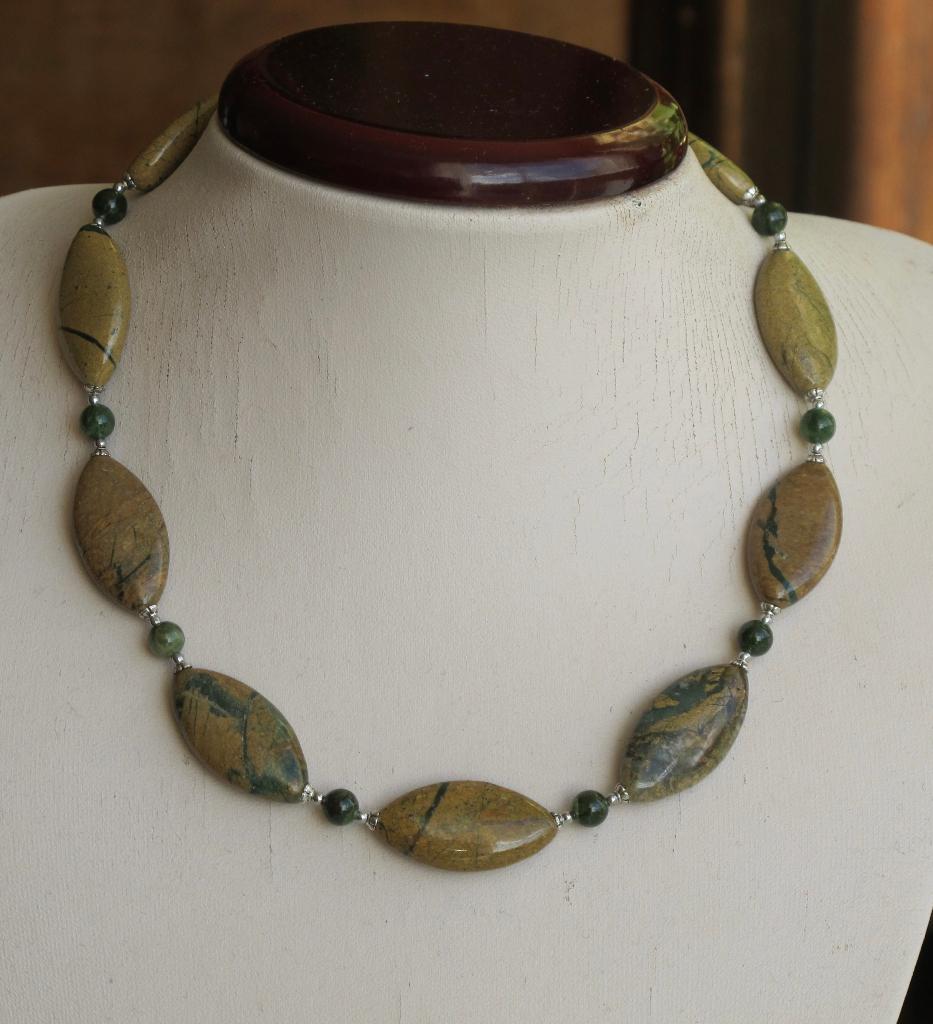 Prachtige ketting met Jaspis en Jade, verstelbaar, Sieraden, Tassen en Uiterlijk, Kettingen, Verzenden, Nieuw, Verstelbaar, Steen of Mineraal