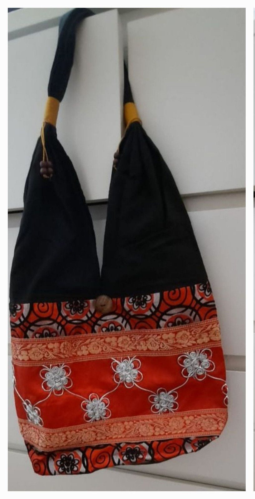 Hippie Hobo Schoudertas – Boho Sling Bag Rood/Zwart, Ophalen of Verzenden, Nieuw, Rood