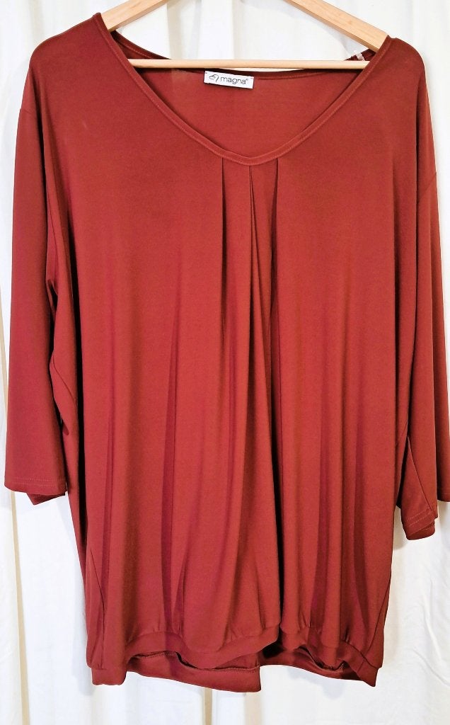 MAGNA 🍂 stretch top cognac kleur mt 52-54, Overige kleuren, Verzenden, Nieuw, Shirt of Top