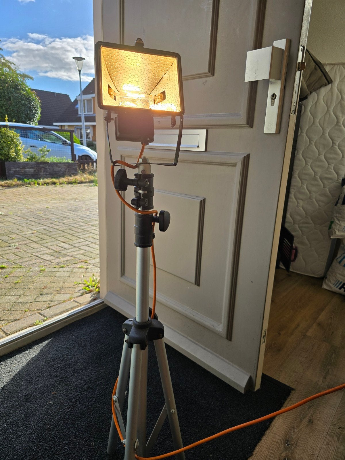 2 bouwspots met statief, Ophalen, Gebruikt, Met statief, Lamp met armatuur