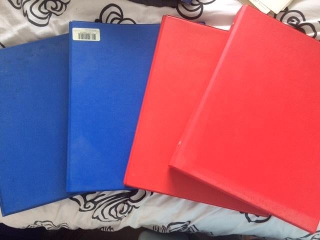 4 multomappen 2x blauw en 2x rood, Diversen, Schrijfwaren, Zo goed als nieuw, Ophalen of Verzenden