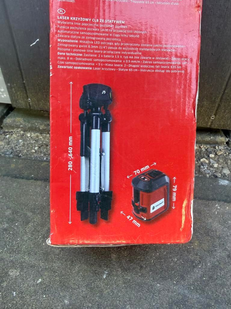 Toolcraft Kruislijnlaser CL8 met Statief, Doe-het-zelf en Verbouw, Meetapparatuur, Ophalen, Nieuw, Licht