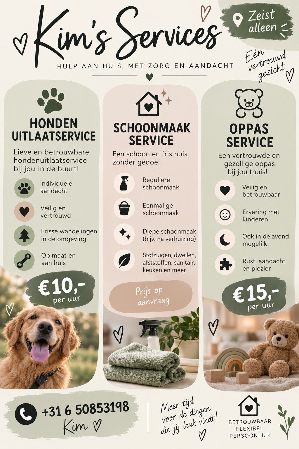 Huishoudelijke/ oppas , services aangeboden, Ophalen of Verzenden