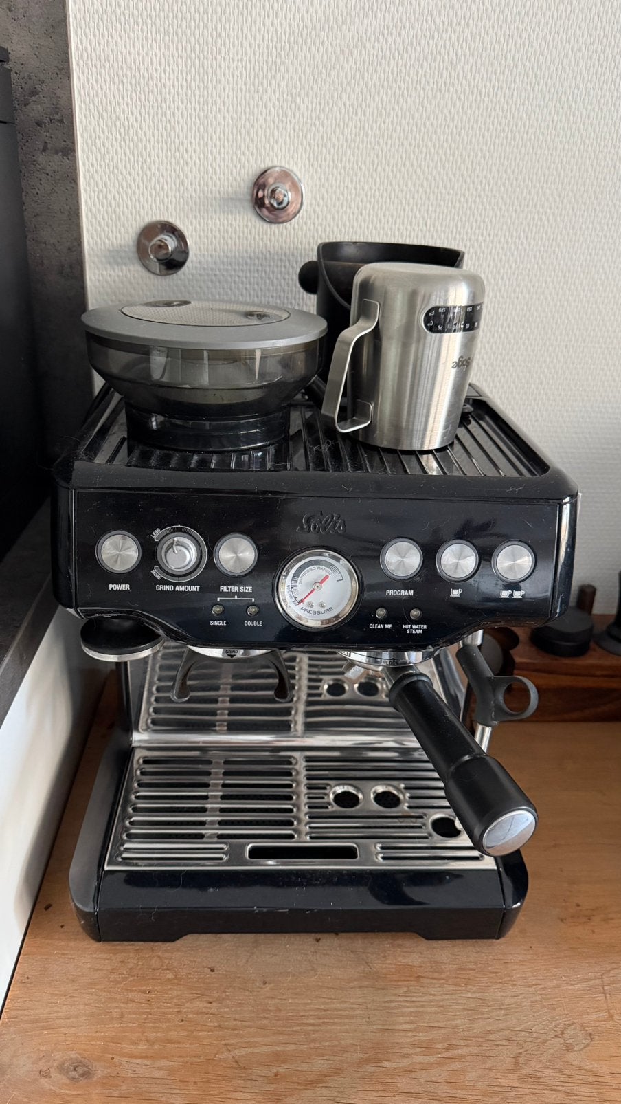 Solis grind & infuse inclusief veel accessoires, Ophalen, Gebruikt, Espresso apparaat, Koffiebonen