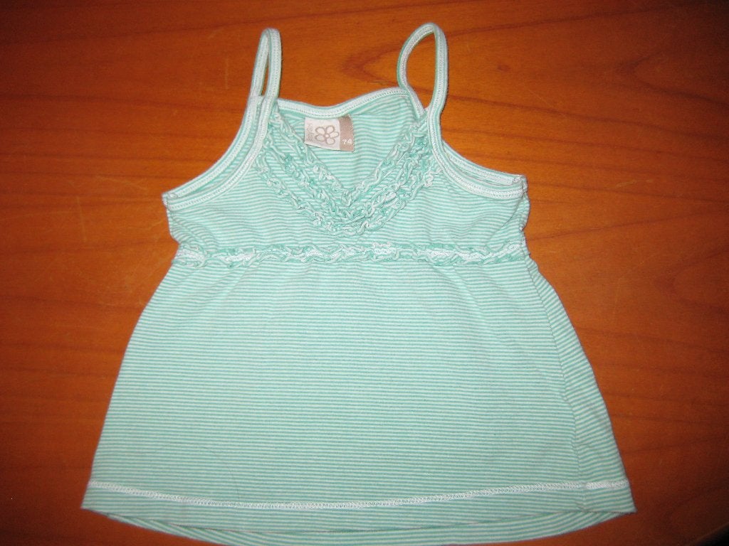 Top, 74, groen/wit gestreepd, Kinderen en Baby's, Babykleding | Maat 74, Ophalen of Verzenden, Zo goed als nieuw, Meisje, Overige typen