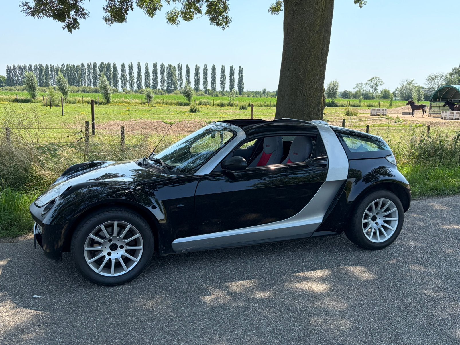 Smart Roadster 0.7 60KW Coupe AUT 2004 Zwart Cabrio, Auto's, Smart, Automaat, Elektrische ramen, 785 kg, Roadster
