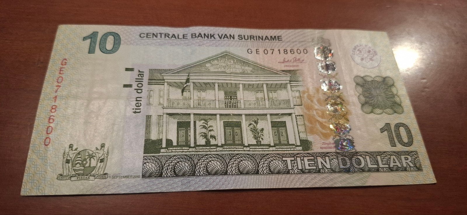 Surinaams 10 dollar biljet - Centrale Bank van Suriname, Ophalen of Verzenden, Zuid-Amerika, Los biljet