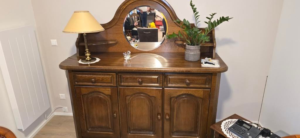 Dressoir donker eiken izgst, Ophalen, Met deur(en), Klassiek, 150 tot 200 cm