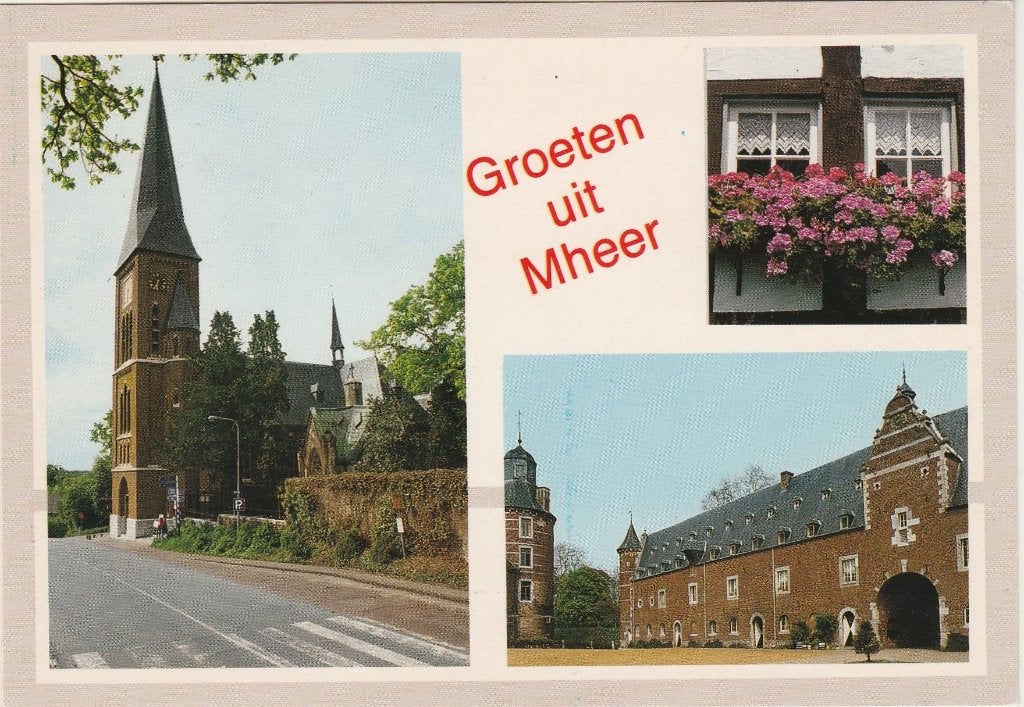 MHEER Kerk Kasteel Geraniums Groeten, Verzamelen, Verzenden, 1980 tot heden, Ongelopen, Limburg