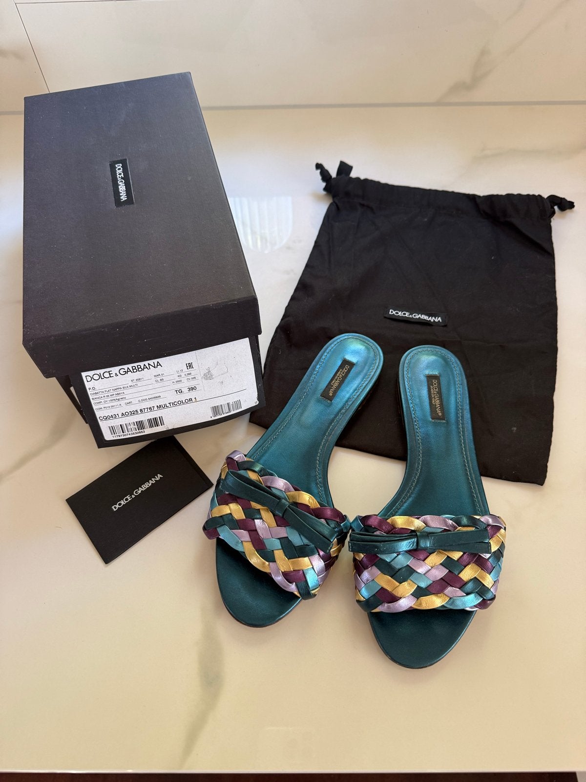 Dolce & Gabbana Gevlochten Slides - Maat 39, Verzenden, Gedragen, Overige kleuren, Slippers