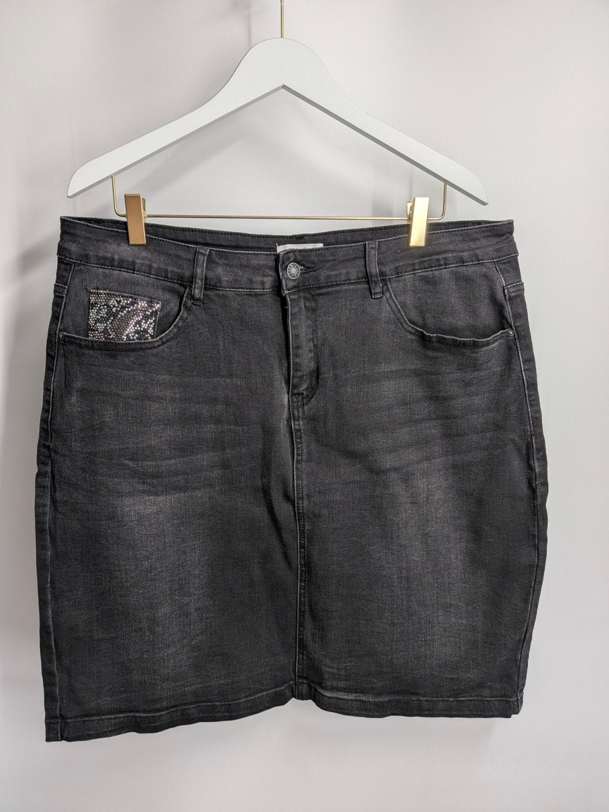 Paprika spijkerrok maat 48 (3164*), Kleding | Dames, Rokken, Zwart, Ophalen of Verzenden, Zo goed als nieuw, Knielengte
