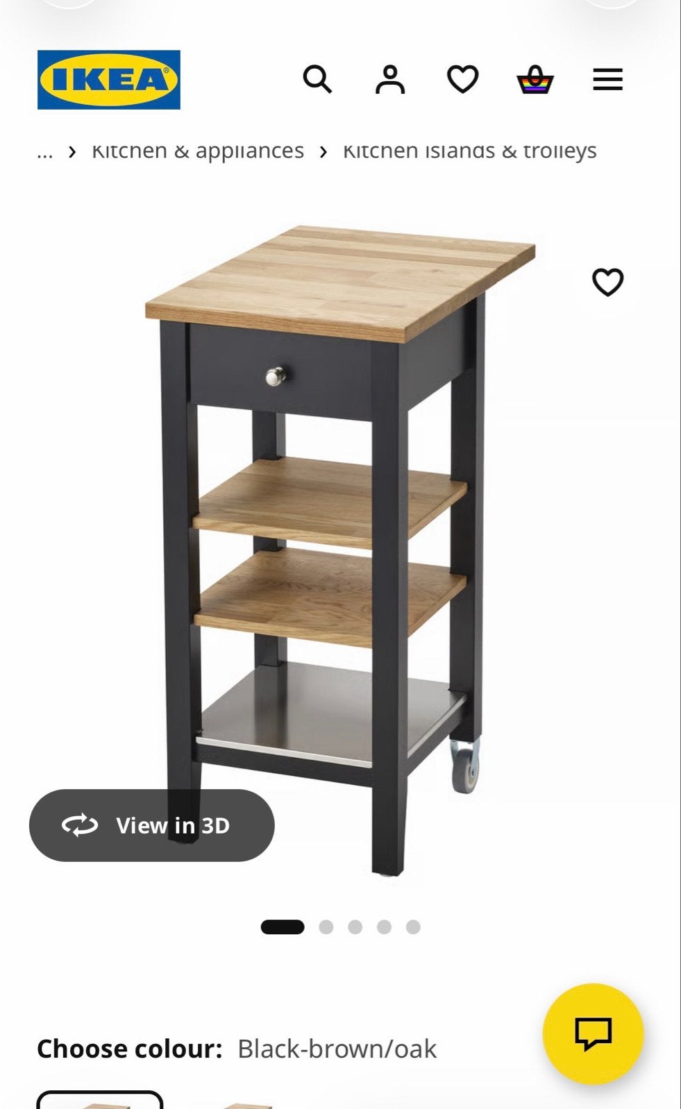 IKEA Stenstorp Keukentrolley - Zwart/Eiken, Gebruikt, Hout, IKEA, Keukentrolley