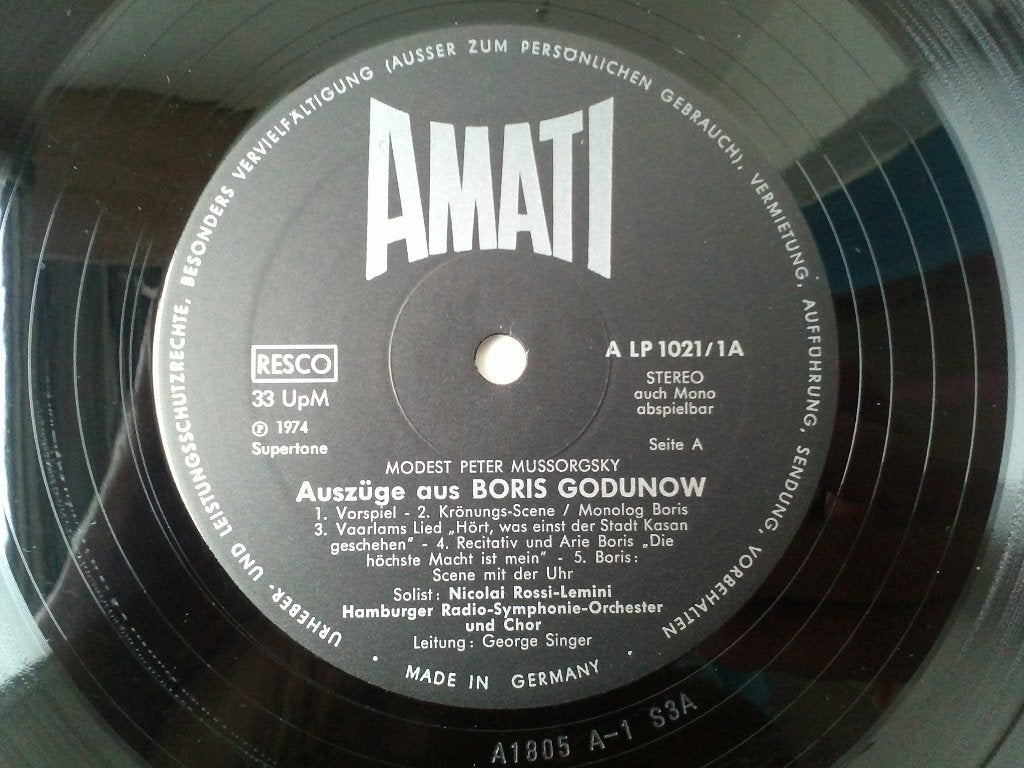 Mooie vintage platenbox van Amati met vijf platen uit 1974., Ophalen of Verzenden