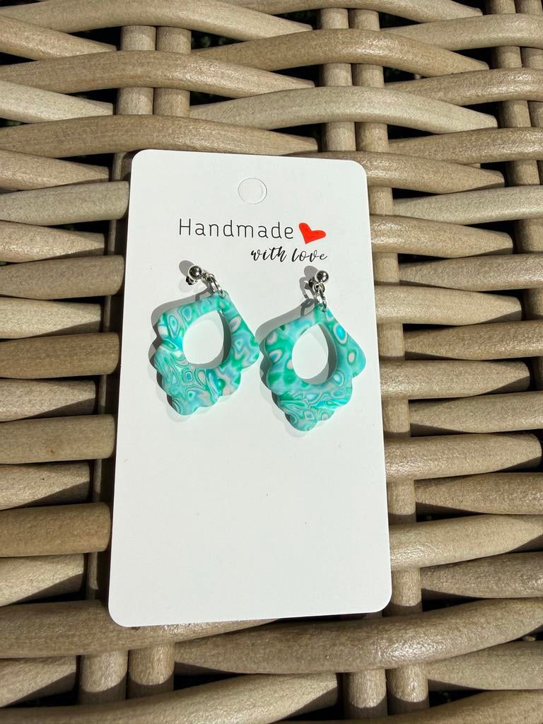 Zomerse Polymeer Oorbellen, Sieraden, Tassen en Uiterlijk, Oorbellen, Overige materialen, Hangers, Blauw, Nieuw