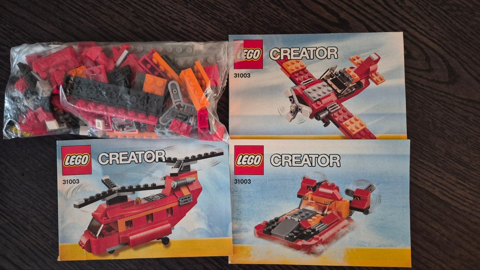 LEGO Creator 31003 Rood Helikopter Vliegtuig Hovercraft, Gebruikt, Lego, Ophalen of Verzenden, Creator