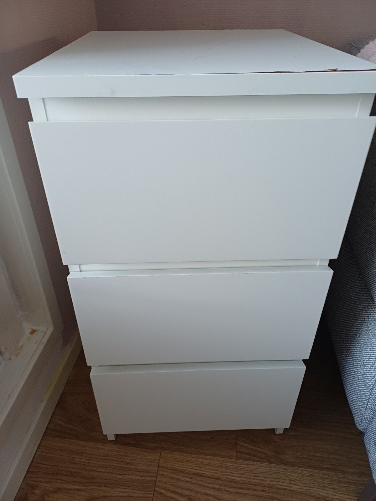 Witte ladekast met 3 laden, Ophalen, Gebruikt, 25 tot 50 cm, Minder dan 100 cm