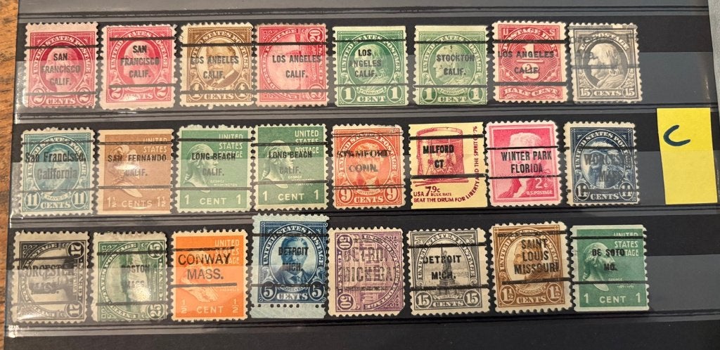 USA precancels, 24 verschillende (C), Verzenden, Gestempeld, Noord-Amerika