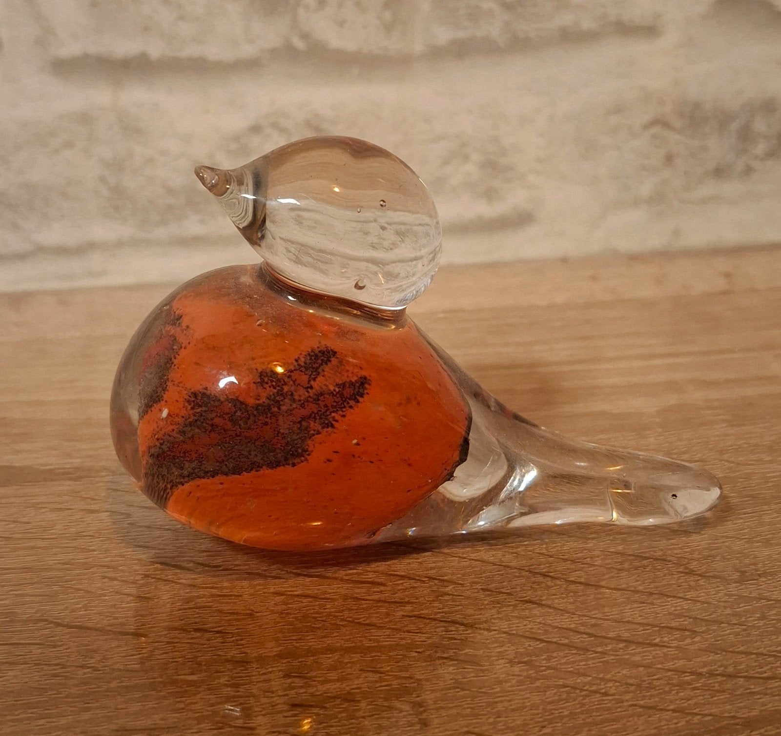 Glazen vogel oranje/bruin, Huis en Inrichting, Ophalen of Verzenden, Zo goed als nieuw, Glas, Oranje