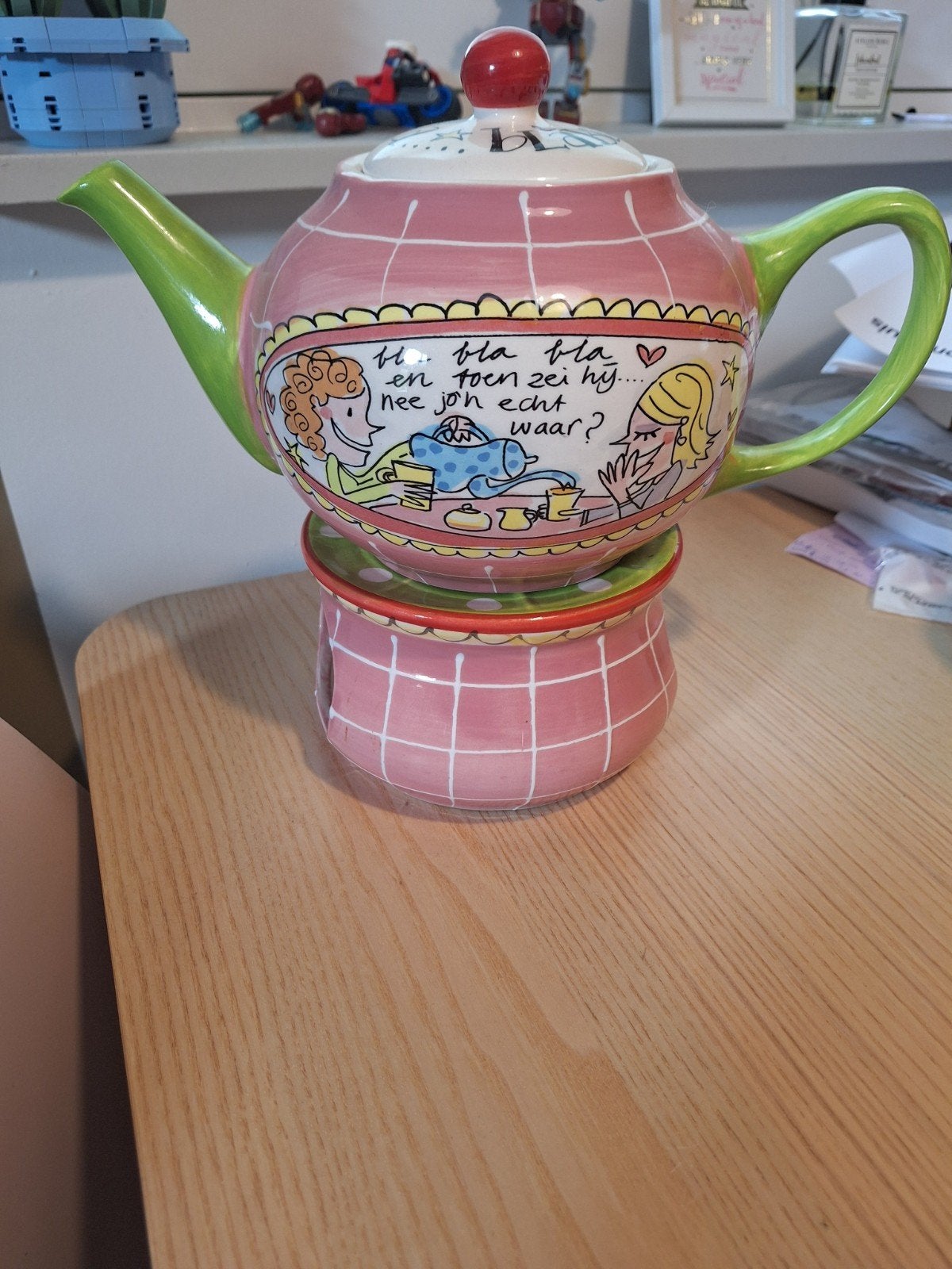 Blond Amsterdam theepot met warmtehouder, Ophalen of Verzenden, Zo goed als nieuw, Steen/keramiek, Meerkleurig