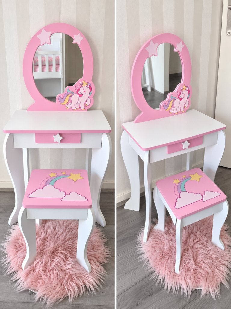 Makeup tafel unicorn met kruk, Ophalen of Verzenden, 50 tot 100 cm, Minder dan 100 cm