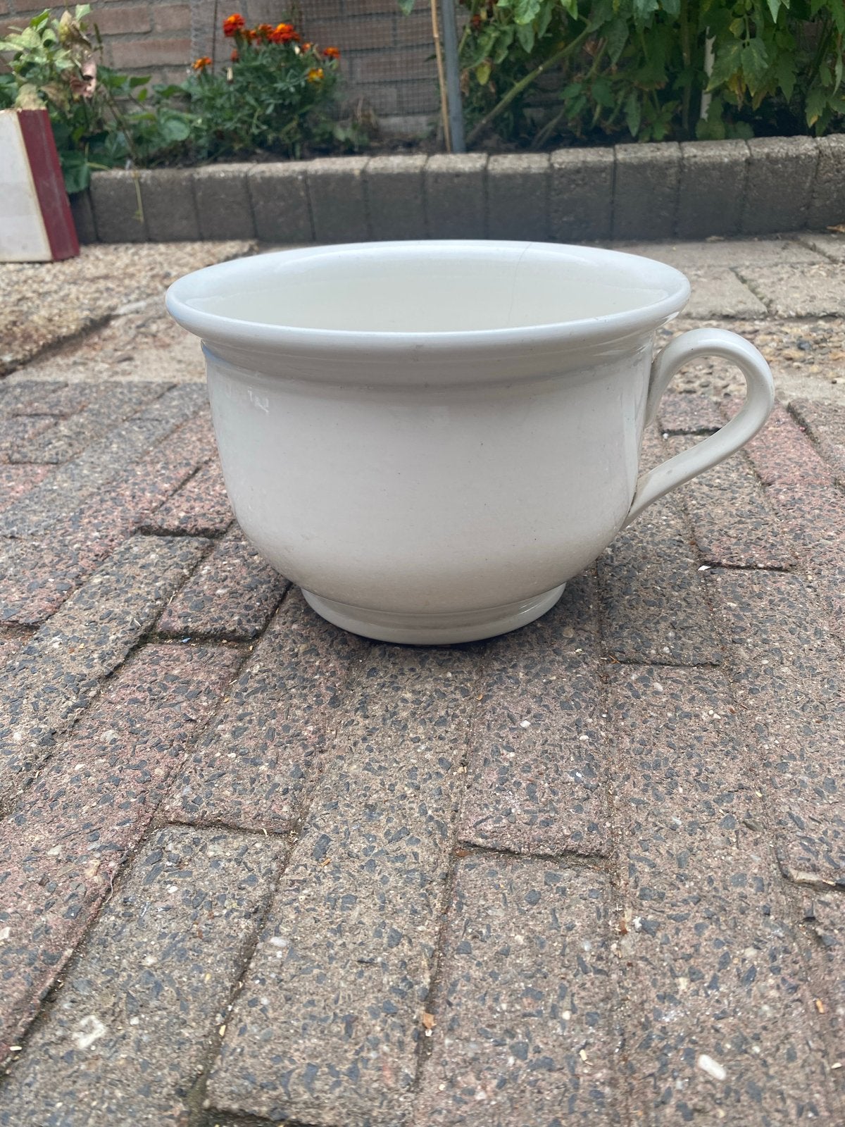 Vintage witte pot/nachtspiegel met handvat, Ophalen
