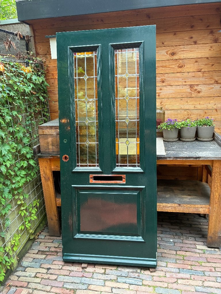 voordeur frontdoor deur glas in lood, Doe-het-zelf en Verbouw, Deuren en Horren, Ophalen, Gebruikt, 80 tot 100 cm, 215 cm of meer