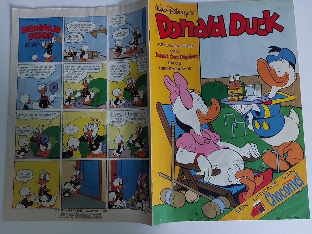 Donald Duck stripblad - Chocomel uitgave 1986, Eén stripboek, Ophalen, Gelezen, Walt Disney