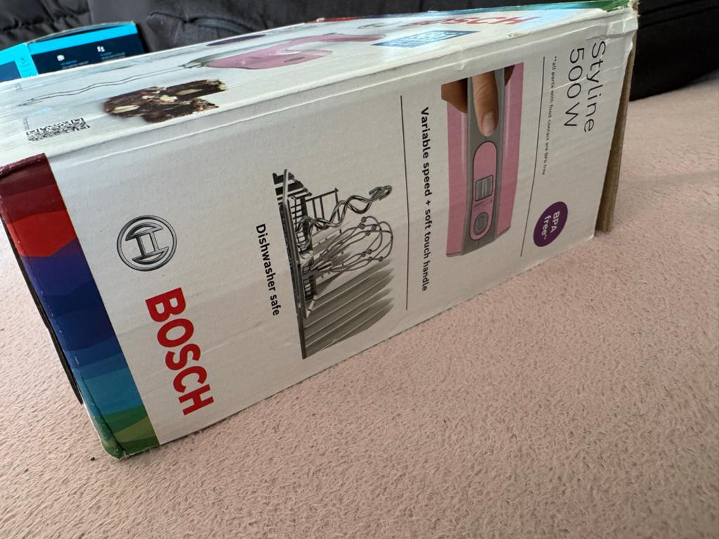 Bosch Styline 500W handmixer - Roze, Nieuw, 3 snelheden of meer, Ophalen of Verzenden, Vaatwasserbestendig