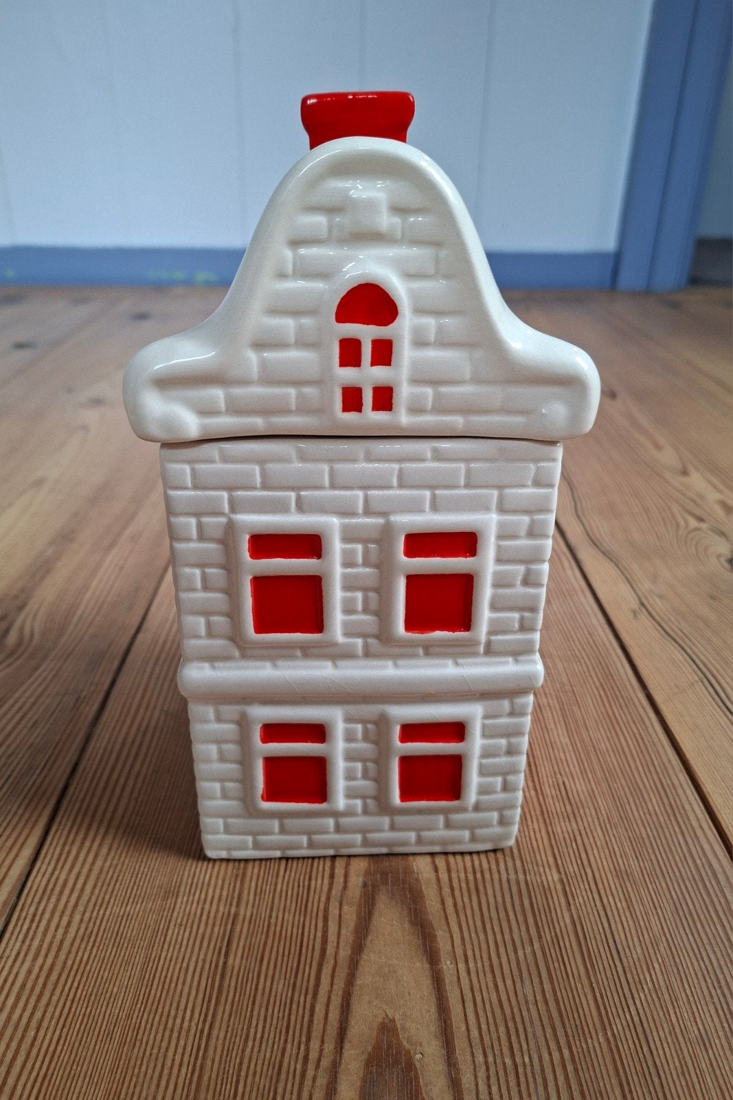 Postcodeloterij Huisje voorraadpot/snoeppot/koektrommel., Ophalen, Zo goed als nieuw, Voorraadpot, Steen/keramiek