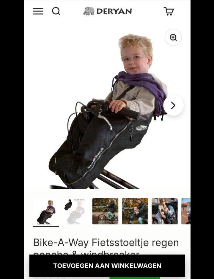 Deryan Bike-A-Way Regenponcho Fietsstoeltje, Ophalen of Verzenden