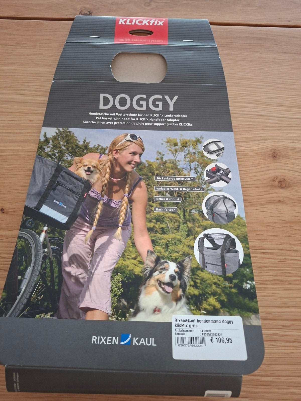 Rixen & Kaul Doggy Hondenfietsmand - Grijs, Ophalen of Verzenden
