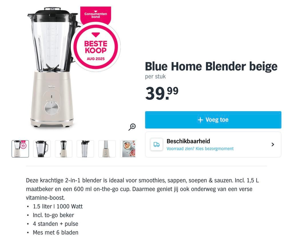 Blender van AH      ZGAN, Ophalen, Zo goed als nieuw, Blender