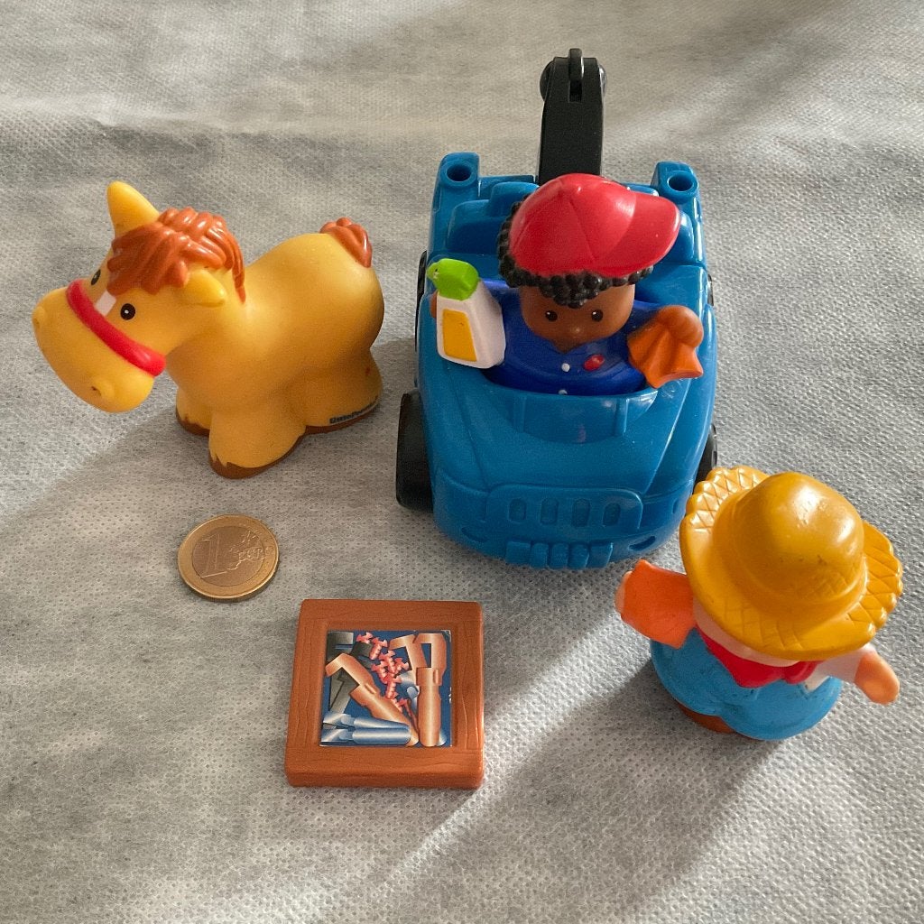 Fisher Price Poppetjes Auto en Paard, Ophalen, Zo goed als nieuw, Speelset