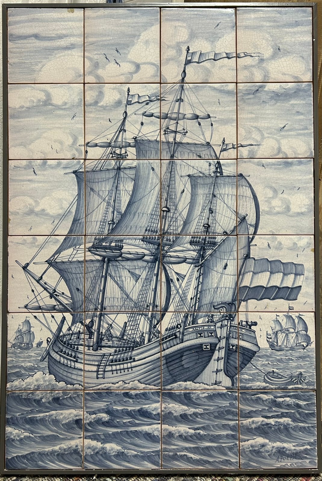 Prachtig authentiek tableaux 3 master op 24 tegels, Ophalen of Verzenden