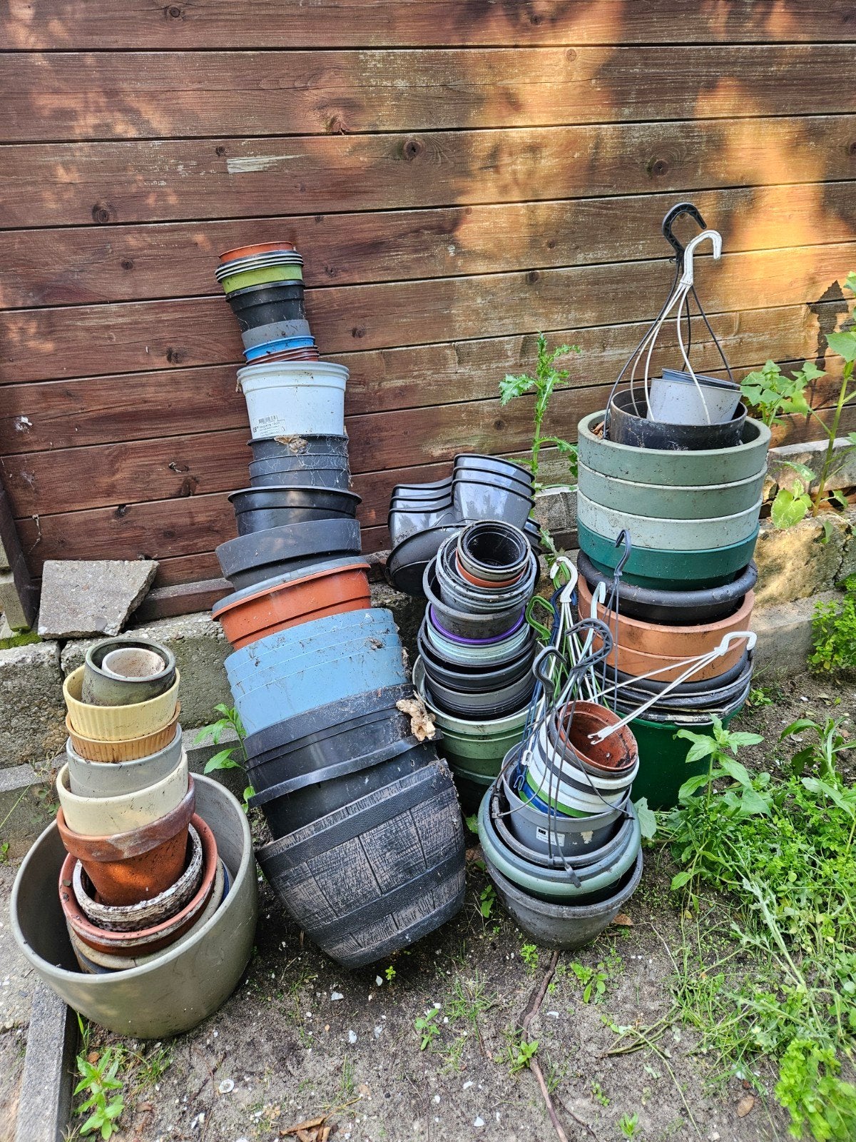 Grote partij diverse bloempotten en plantenbakken, Ophalen, Kunststof, Rond, Minder dan 40 cm