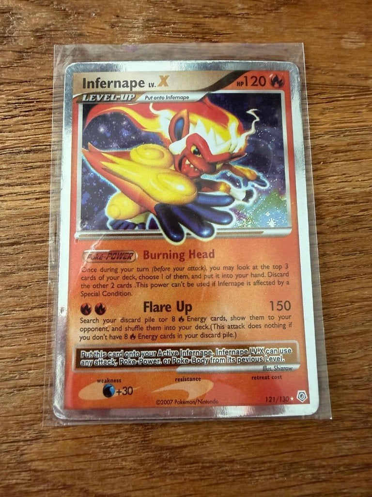 Pokemon Kaart infernape lv.x, Ophalen of Verzenden, Zo goed als nieuw, Losse kaart, Foil