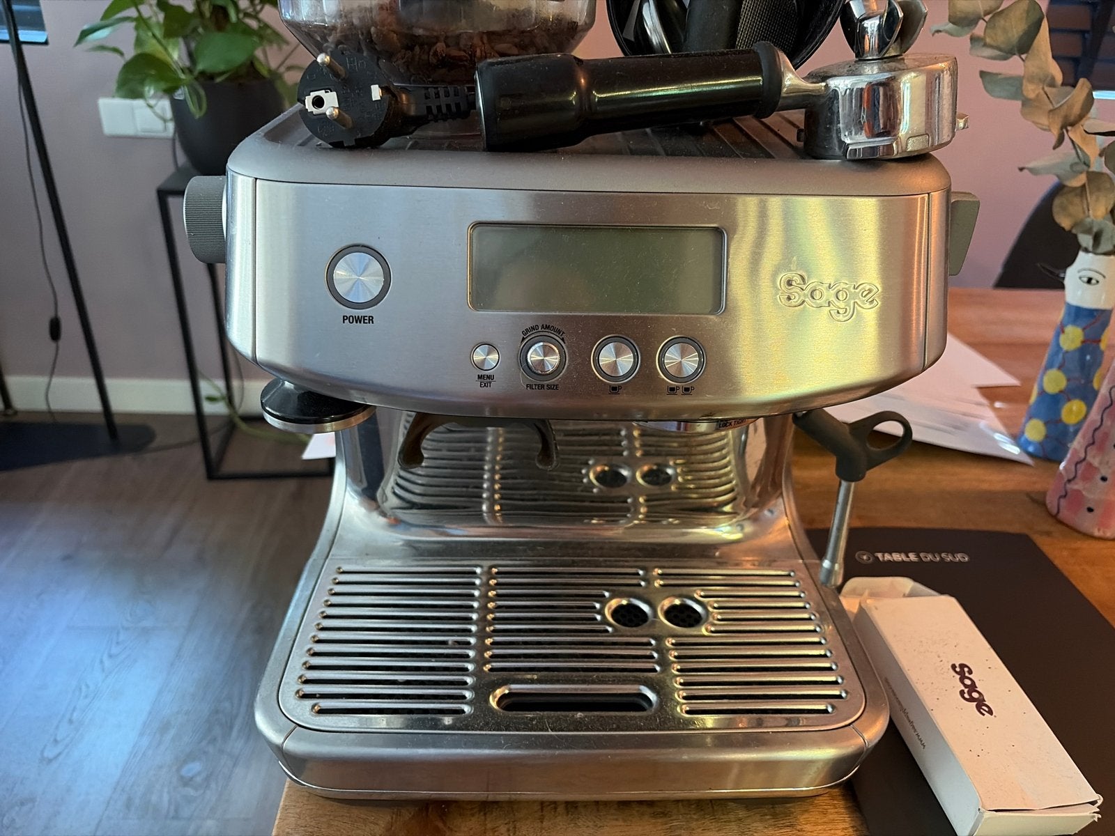 Sage Barista Express Espressomachine - Zo goed als nieuw, Ophalen, Afneembaar waterreservoir, Espresso apparaat, Koffiebonen