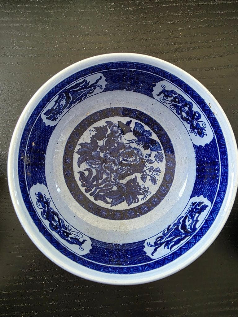 Antieke Royal Sphinx Maastricht Tecla kom, blauw-wit, Ophalen of Verzenden