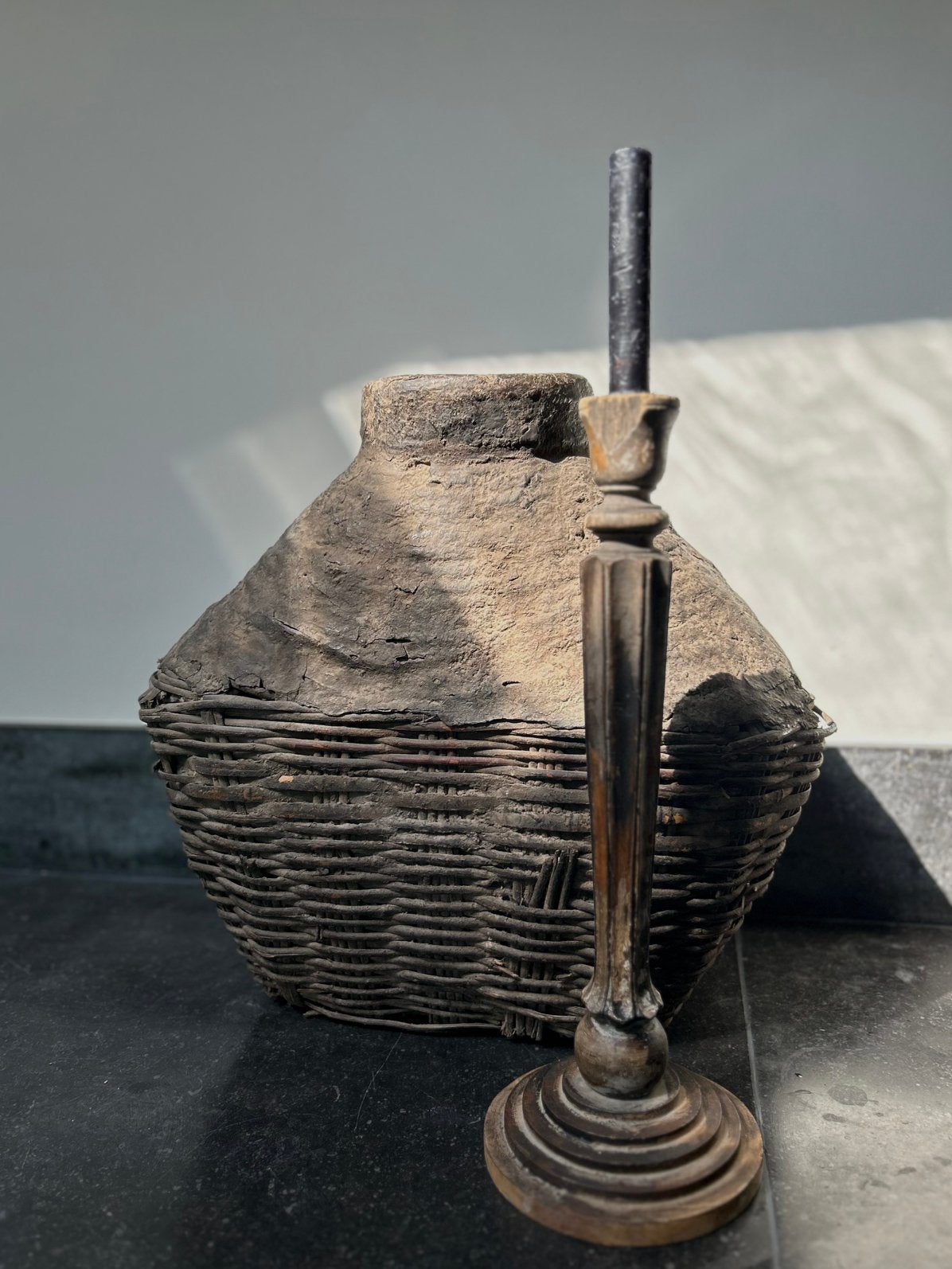 Oude  HOFFZ kandelaar sober sleets imperfect, Antiek en Kunst, Ophalen of Verzenden
