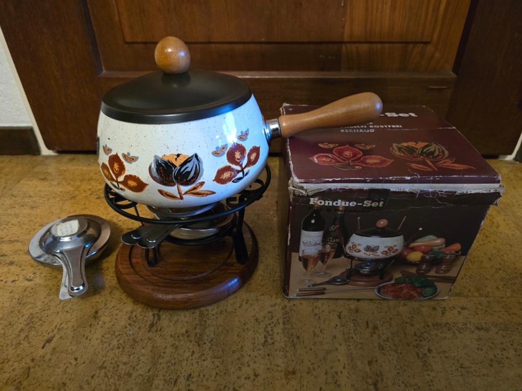 Fondue set vintage compleet, Witgoed en Apparatuur, Fonduesets, Ophalen, Brander, Fondueset