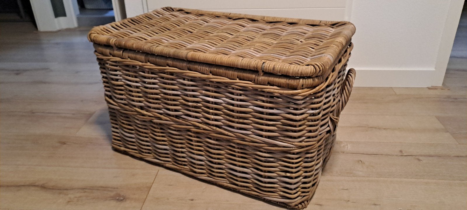 Rotan opbergmand koffer van der Leeden, Huis en Inrichting, Ophalen, Mand, Zo goed als nieuw, Riet