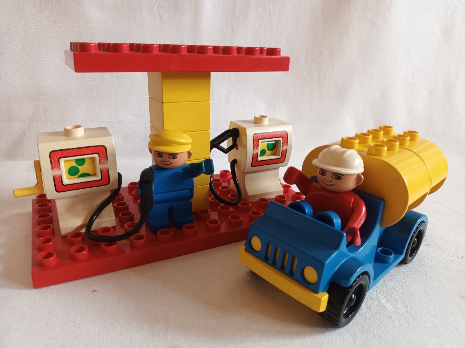 Vintage Duplo set 2639 Tankstation Benzinepomp met Tankauto, Gebruikt, Ophalen of Verzenden, Duplo, Complete set