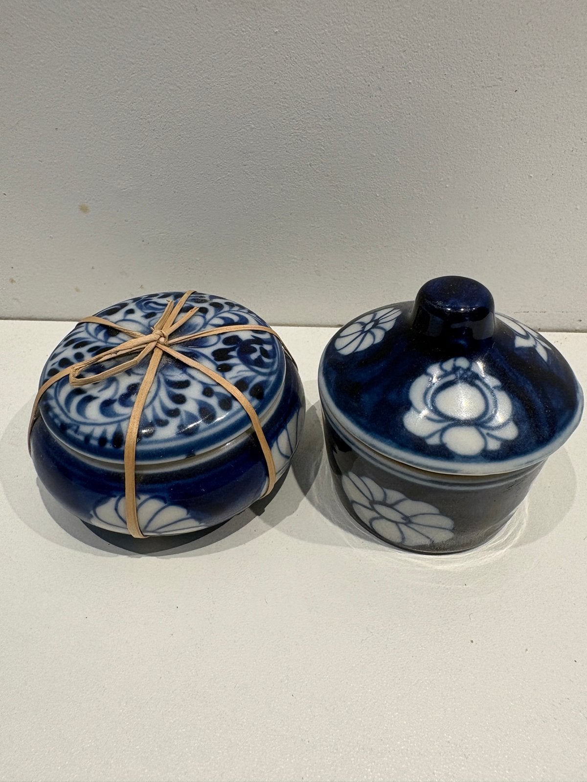 Set van 2 Delfts blauwe potjes met deksel, Antiek en Kunst, Ophalen of Verzenden