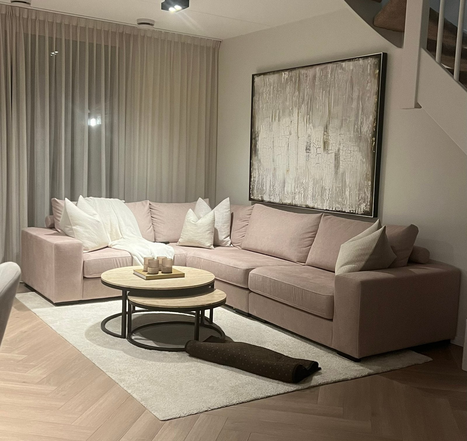 Hoekbank beige bank Zitmaxx, Ophalen, Gebruikt, Stof