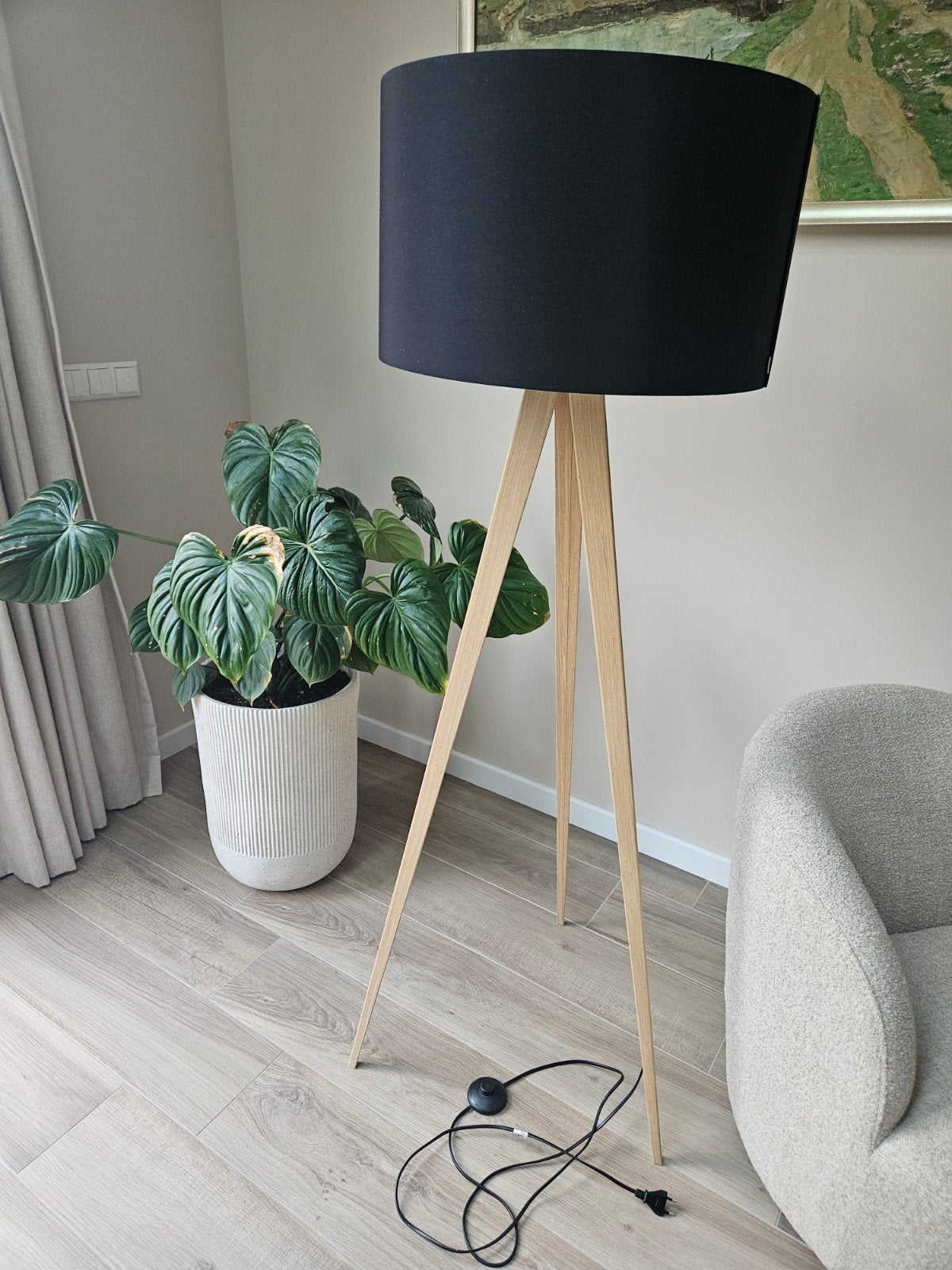 Zuiver Tripod Vloerlamp Wood Zwart - Mooie staat, Ophalen, E27 (groot), Zo goed als nieuw, 150 tot 200 cm