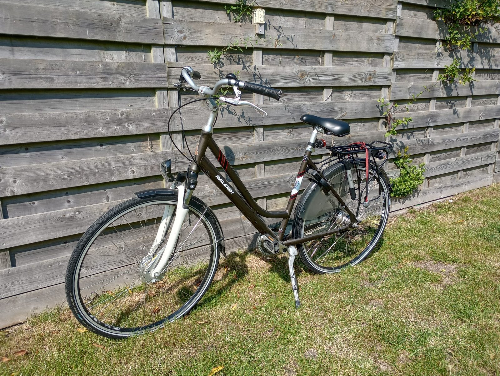 Damesfiets Raleigh, Fietsen en Brommers, Fietsen | Dames | Damesfietsen, Velgrem, Versnellingen, Zo goed als nieuw, Ophalen